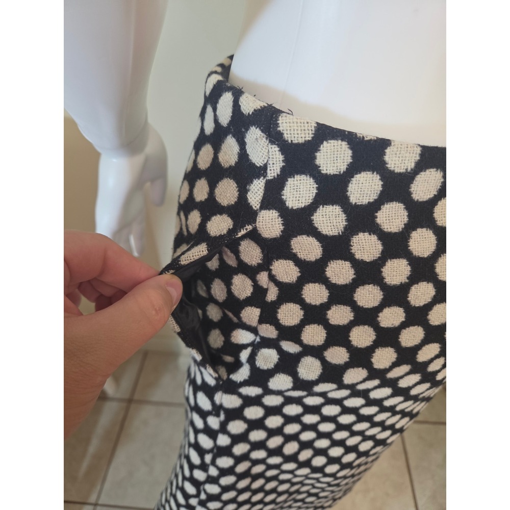 Boden Womens Wool Blend Polka Dot A-Line Skirt Navy Blue Cream US 4R Zip Back - Picture 7 of 12